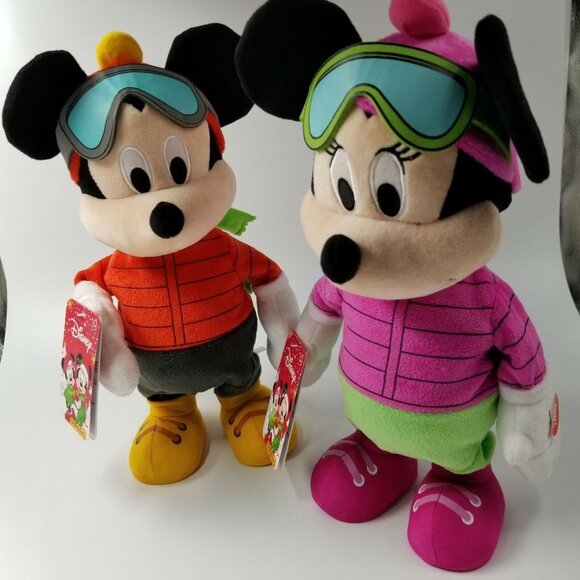 Just Play Disney Minnie Mickey Mouse Skiing Winter Plush Musical Dancing Lot 2 - Picture 2 of 12
